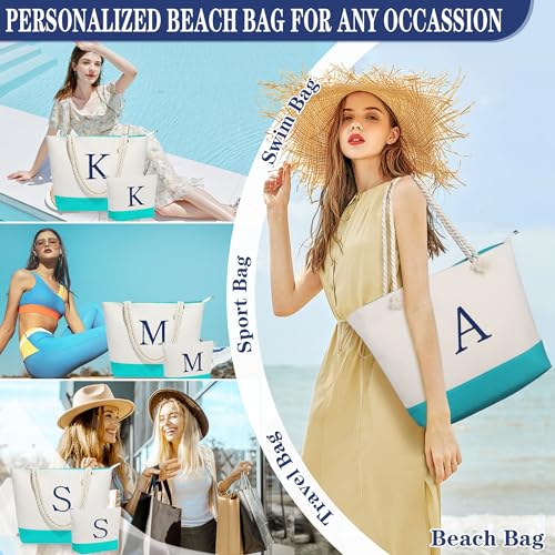 YOOLIFE WEDDING ENGAGEMENT BRIDESMAID LARGE BEACH TOTE BAG, MAKEUP BAG BEACH ESSENTIALS FOR WOMEN, PROPOSAL GIFT, BEST FRIEND BIRTHDAY GIFT FOR DAUGHTER GRADUATION HER LETTER P