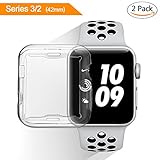 Apple Watch Screen Protector compatible for series 3/2 Case 42mm Protective Cover for iWatch series 3/2 soft tpu HD Crystal Clear One All-around Cover and One Protective Bumper Case [2 Pack] (42mm)