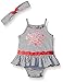 Calvin Klein Baby-Girls Yarn Dyed Stripe Jersey Sun Suit with Headband, Black/White, 3-6 Months