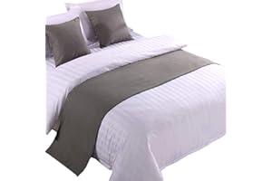 Zhiyuan Solid Linen-Like Hotel Bed Foot Runner Home Decorative Bed Scarf Dining Table Runner 19.5"x102", Grey