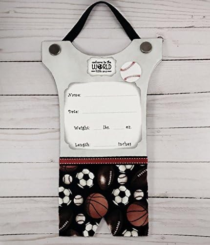 Sports Theme Customizable Baby Boy Door Hanger for Hospital and/or Nursery Door