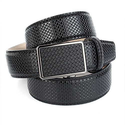 Anthoni Crown Leather Men`s Belt Black 36"-46" with Black Metallic Automatic Buckle/37kr10 (46)