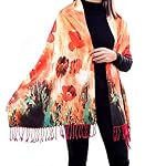 Women's Winter Scarf Tassel Poppies Scarfs Warm Cozy Shawl Scarves for Remembrance Xmas Veterans Day Gift Women's Winter Scarf Tassel Poppies Scarfs Warm Cozy Shawl Scarves for Remembrance Xmas Veterans Day Gift
