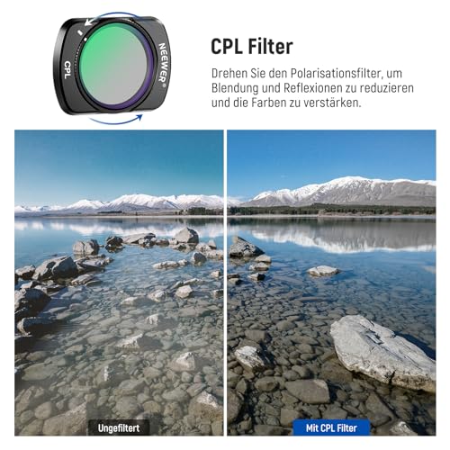 NEEWER HD CPL ND16 ND64 ND256 Filter Set Compatible with DJI Osmo Pocket 3 / Pocket 4 / Xtra Muse, Magnetic Gimbal Action Camera Accessory Set with Neutral Density and Polarising Filters