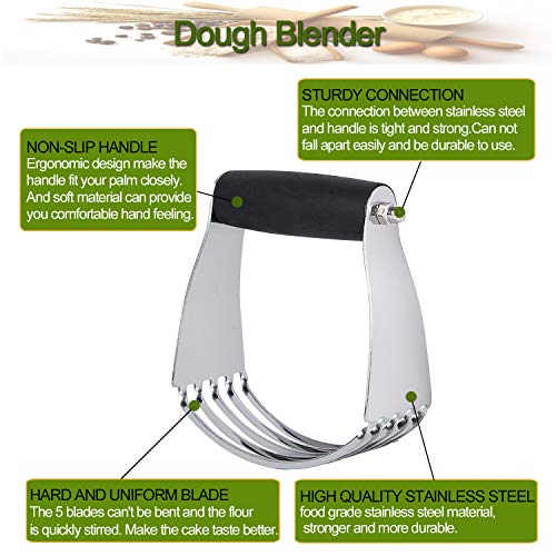 Tonsiki 4 Pieces Stainless Steel Pastry Cutter Set, Including Pastry Blender, Dough Scraper, Pastry Brush, Silicone Baking Mat for Kitchen Baking Tools