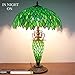 WERFACTORY Tiffany Style Table Lamp Green Stained Glass Wisteria Mother-Daughter Vase Lamp 16X16X24 Inches Desk Reading Light Decor Bedroom Living Room Home Office S523 Series