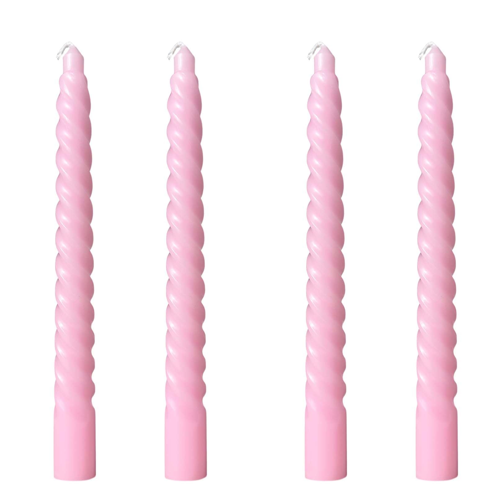 Photo 1 of 8 Inch Taper Spiral Candle Set of 4 Tapered Candles, 5 hrs,Smokeless,Tall Candlesticks, Home Dinner, Party, Wedding, Halloween, Christmas (4, Pink, 20cm)