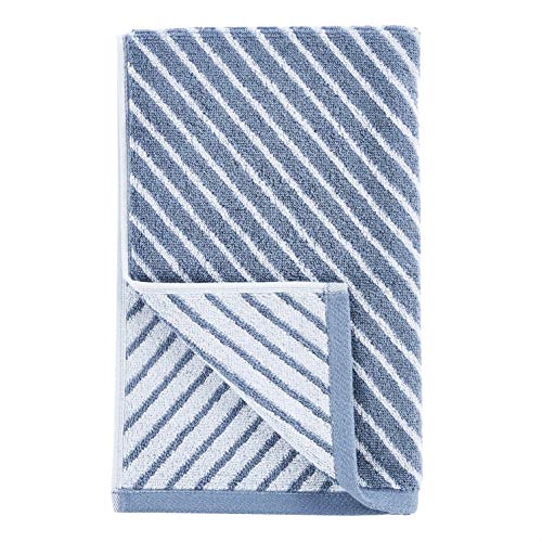 AmazonBasics Reversible Diagonal Stripe Jacquard Hand Towel 4Pack, Clear Skies/True Blue