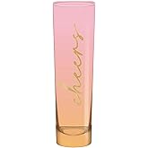 Slant Collections Flat Stemless Champagne Glass, 8-Ounce, Cheers Birthday