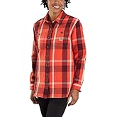 Carhartt Women's Rugged Flex Loose Fit Heavyweight Twill Flannel Long-Sleeve Plaid Shirt