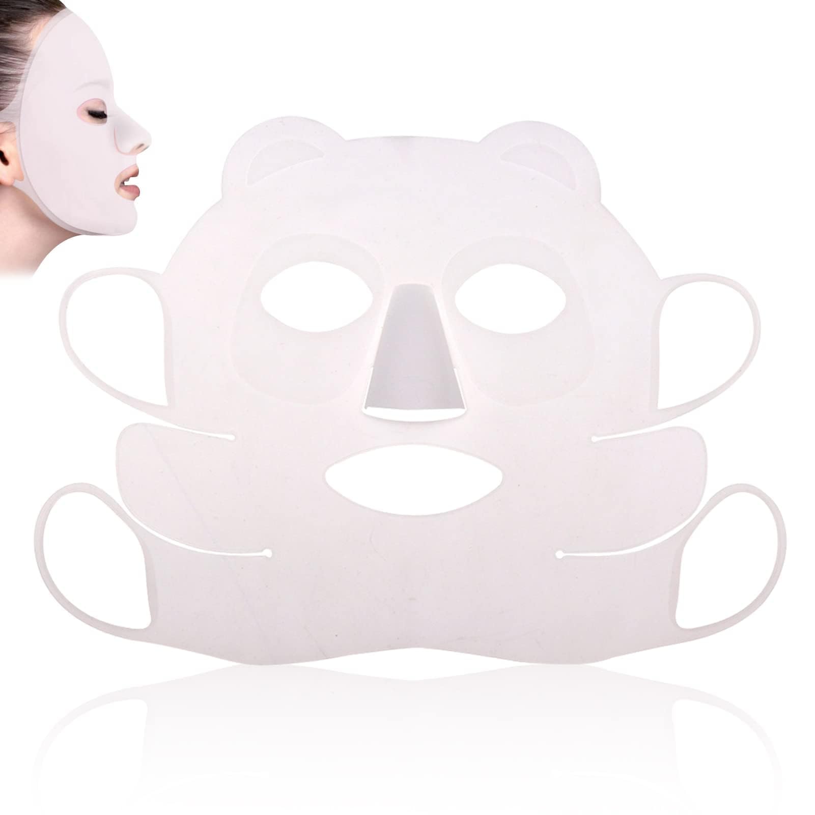 Silicone Face Mask Cover, Reusable Ear-Hook Silicone Facial Mask Cover Facial Steam Waterproof Face Moisturizing for Slow Down the Evaporation of Mask Essence Serum