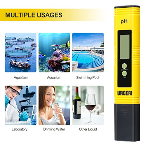 URCERI Digital PH Meter, PH Meter 0.01pH High Accuracy, Water Quality Tester with 0-14pH Measurement Range, for Household Drinking Water Swimming Pools Aquariums and Hydroponics