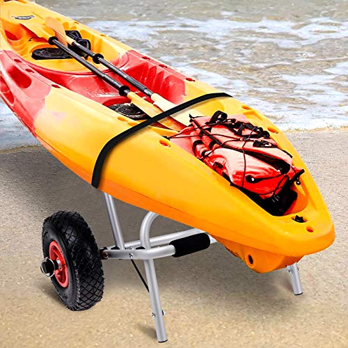 Hemousy Kayak Cart Dolly,Canoe Carrier Wheels Trolley with Straps Easy