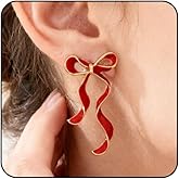 Bow Earrings for Women Valentines Earrings Red Hot Pink Black Silver Gold Statement Earring for Women Cute Coquette Jewelry Ribbon Bowknot Unique Elegant Earring Holiday Valentine's Day Gifts for Her Bow Accessories Trendy Gold Jewelry