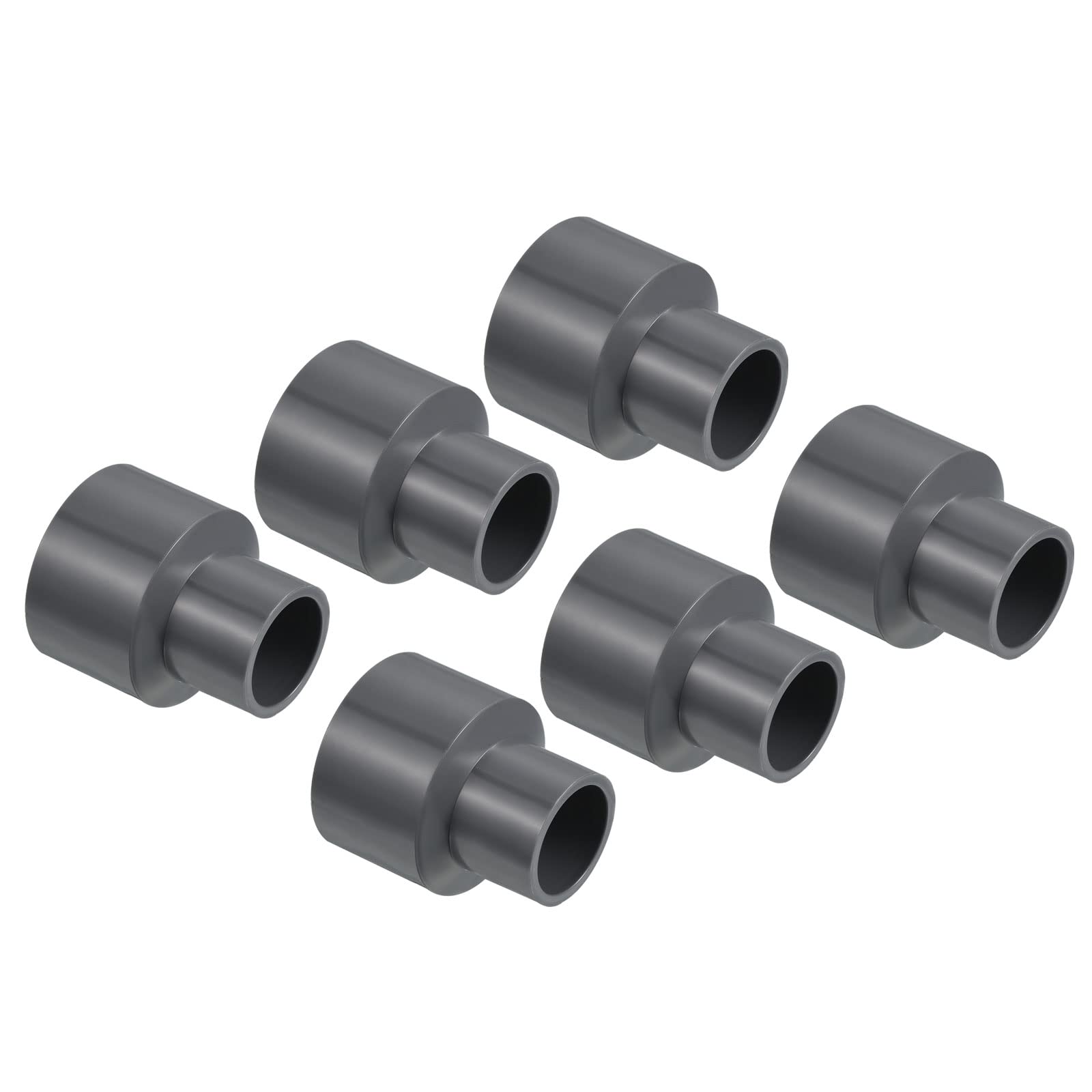 PATIKIL PVC Reducer Pipe Fitting 32x20mm, 6 Pack Straight Coupling Adapter Connector, Gray
