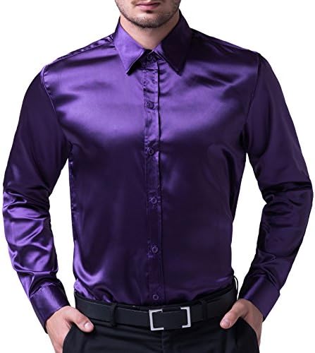 PAUL JONES Men's Purple Long Sleeve Casaul Dress Shirts Size L