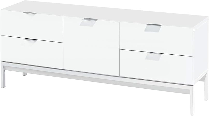 Abreo Sideboard Cabinet Storage Tv Stand Unit Table Furniture White Or Grey 4 Drawer 1 Door Aluminium Handles White 4 Drawer 1 Door Amazon Co Uk Kitchen Home