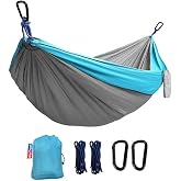 WeiTrust Camping Hammock, Portable Hammocks with Tree Straps &amp; Attached Carry Bag, Travel Tree Hammocks for Outside Indoor Hiking Beach Backpack Travel(Gray, Nylon)