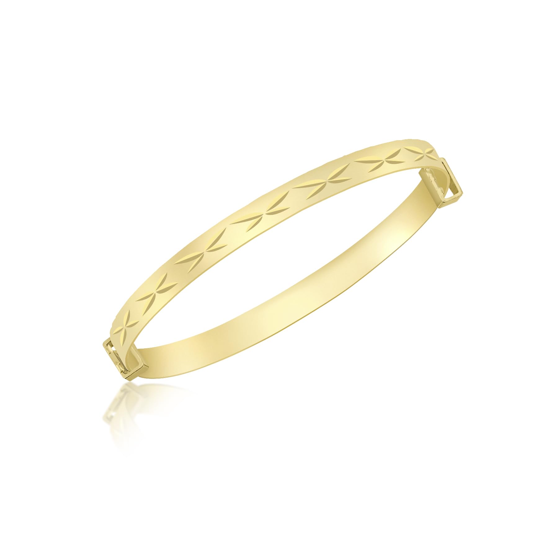Carissima Gold Women's 9 ct Yellow Gold Diamond Cut Extendable Baby Bangle of Length 3.6-5 cm