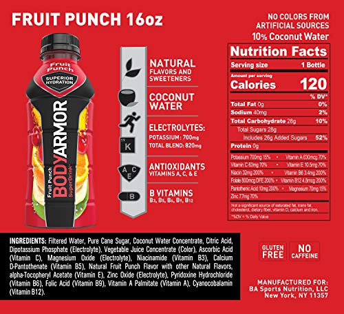 BODYARMOR SPORTS DRINK SPORTS BEVERAGE, FRUIT PUNCH, 16 FL OZ