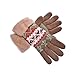 YAN & LEI Women's Cute Hearts and Trees Knitted Winter Gloves with Roll Up Cuffs