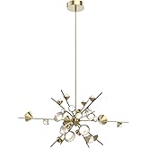 Kuzco Lighting Geode 48" Chandelier | Brushed Gold Finish | Sandblasted Acrylic Diffuser | Modern LED Ceiling Light | Made of