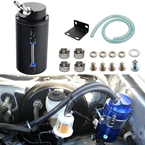 JUDING Universal Engine 750ml Round Racing Oil Catch Can Tank Oil Reservoir Tank Black
