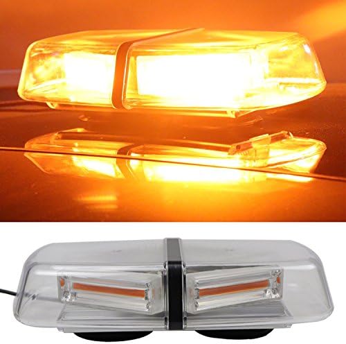YHAAVALE 30W Emergency Warning Strobe Light,DC12-24V,Amber,13 Flash Model,Magnetic Basce,Car/Truck COB LED Emergency Strobe Light,Police Law Enforcement Beacon Warning Safety Flashing Light Bar