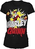 Harley Quinn Guns Blazing POW! Juniors Black T-shirt