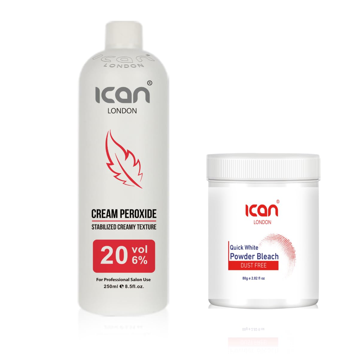ICAN LONDON PROFESSIONAL CREAM PEROXIDE 20 VOL 6% 250 ML + WHITE POWDER BLEACH (JAR) 80 G SET