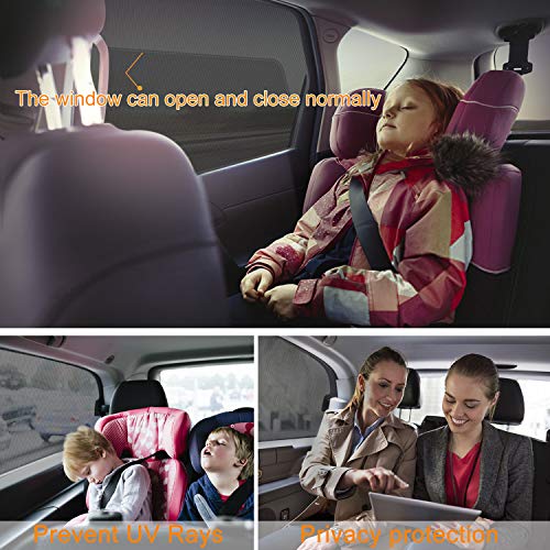 Kuyang Car Window Shade, 2 Pack (Size L) Car Sun Shade for Car Window, Universal Breathable Mesh for Back Seat Windshield, Good for Kids, Passengers, Fit Most of Vehicles.
