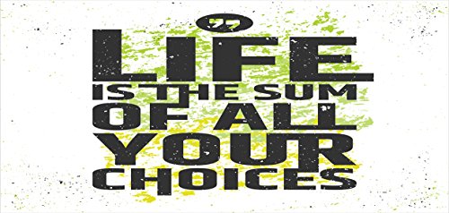 Lunarable Quote Piggy Bank, Grunge Backdrop with Meaningful Quote about Life Choices, Printed Ceramic Coin Bank Money Box for Cash Saving, Charcoal Grey Yellow Green Lime Green - Thumbnail 3