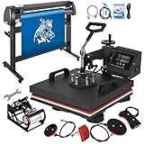 Mophorn Heat Press Machine 15x15 inch 5in1 T-Shirt Heat Press and Vinyl Cutter 54 inch Plotter Machine 1350mm Paper Feed Vinyl Cutter Plotter