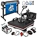 Mophorn Heat Press Machine 15x15 inch 5in1 T-Shirt Heat Press and Vinyl Cutter 54 inch Plotter Machine 1350mm Paper Feed Vinyl Cutter Plotter