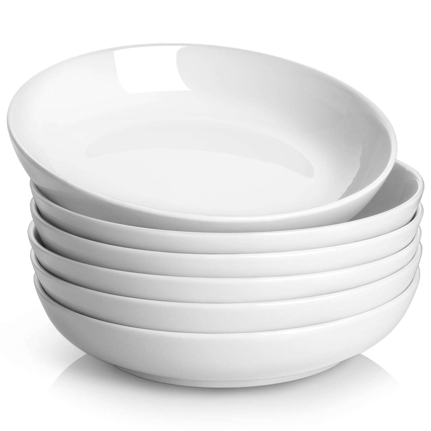 Y YHY 8.5'' Pasta Bowls Set of 6, 30 oz/880 ml Porcelain Salad Bowl, Large Ceramic Soup Bowl, Deep Plates, Serving Dishes for Salad Pasta, Soup, Fruit, Microwave & Dishwasher Safe, White