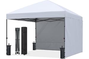 ABCCANOPY Easy Pop up Canopy Tent with 2 Sidewalls for Outdoor Sun Blocking or Rain Protection,10x10, White