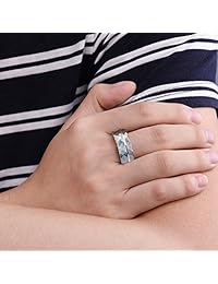 Anillo de boda de tungsteno cepillado con tres llaves, 0.236 in, 0.315 in, diseño de rayas, color oro rosa