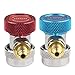 JDMON Adjustable AC R134A Quick Coupler Connector Adapters Fitting High Low 1/4 inch SAE HVAC Manifold Gauge Hose Set (R134A)
