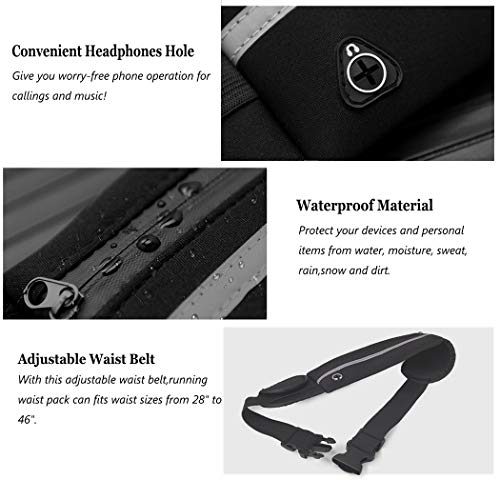 Vanten Running Belt Waist Pack, Waterproof Runners Belt Phone Holder Fit All Phone Models, Reflective Sport Waist Pack,Adjustable Sport Waist Pack Fit Most Waist Sizes - Thumbnail 4