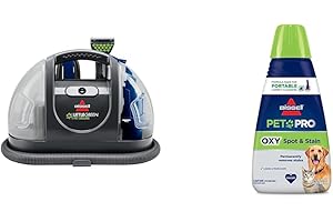 Bundle of Bissell Little Green Pet Deluxe Portable Carpet Cleaner, 3353 + BISSELL® PET PRO OXY Spot & Stain Formula for Portable Carpet Cleaners, 32 oz, 2034