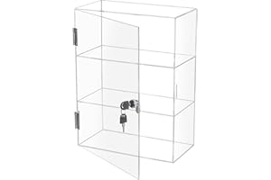 Choowin 3 Shelf Acrylic Display Case with Lock Key, Clear Locking Display Case Showcase Cabinet with Fixed Shelves - Safe Storage for Collectibles Labubu, 11.8x5.9x15.7 inch