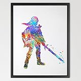 Dignovel Studios 8X10 Legend of Zelda Modern Link Inspired Watercolor Art Print Wall Art Hanging Home Decor Boys room Girls Room Art Motivational Inspirational Print N001