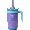 REDUCE 14 Oz Coldee Kids Tumbler with Lid and Straw - Coldee Insulated Travel Mug - Spill-Proof, Sweatproof Stainless Steel, BPA-Free - Includes Handle, Reusable Silicone Straw - Magnetic Purple