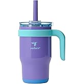 REDUCE 14 Oz Coldee Kids Tumbler with Lid and Straw - Coldee Insulated Travel Mug - Spill-Proof, Sweatproof Stainless Steel, BPA-Free - Includes Handle, Reusable Silicone Straw - Magnetic Purple