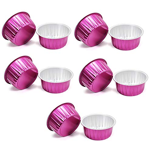 10 Pcs Container Golden Aluminum Foil Bowl Wax Bean Melting Wax Bowl Melting Wax Bowl Reusable Round Shape Aluminum Depilatory Foil Bowl for Home Waxing Spa Face Arm Armpits Legs Bikini (Rose Red)