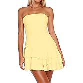 Navonta Womens Summer Sexy Strapless Tube Dress Flowy Ruffle Layer Mini Dress Off Shoulder Backless Tiered Short Dresses 2026