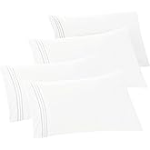 Elegant Comfort 4-PACK Solid Pillowcases 1500 Premium Hotel Quality Microfiber - Smooth Weave, Wrinkle and Stain Resistant, Easy Slip-On, 4-Piece Set, King Pillowcase, White