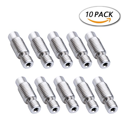 Unime All-Metal l Heatbreak Throat for V6 RepRap 3D Printer Hotend 1.75mm, 10 Pack