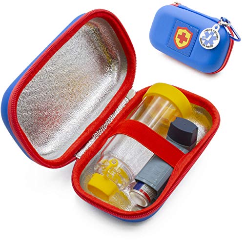 Casematix Blue Insulated Asthma Inhaler Case Bag for Kids or Adults