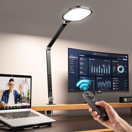 LitONES Remote LED Desk Lamp with Clamp, Metal Arm, 30 Modes, CRI